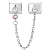 Charm Chaîne & Diamant Rose