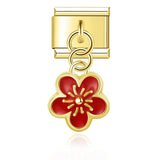 Charm Fleur Rouge Or Pendant